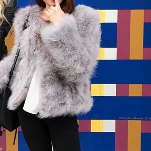 Pello Bello feather non fur cropped jacket